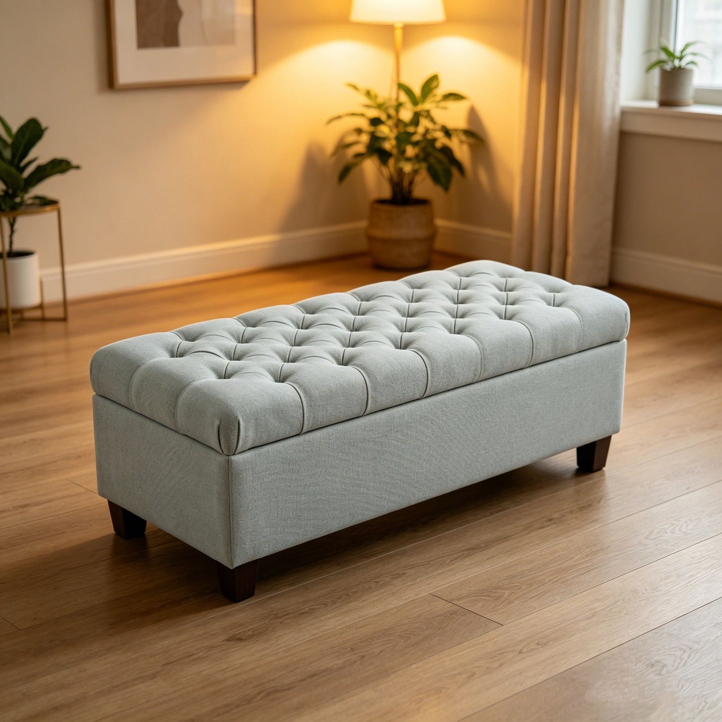 Storage Ottoman Bench With Safety Hinges