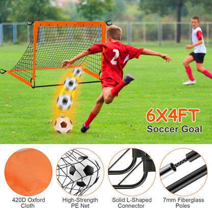 Kids Soccer Goals Set For Backyard Portable Soccer Training Equipment with Ball Pump Cones Agility Ladder Target Carry Bag For Toddler Age 3+ Outdoor