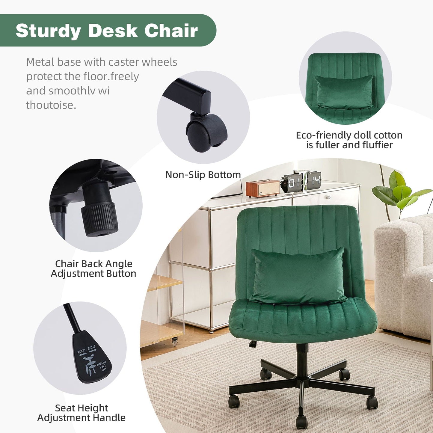 Criss Cross Office Chair With Adjustable Height, Ergonomic Design