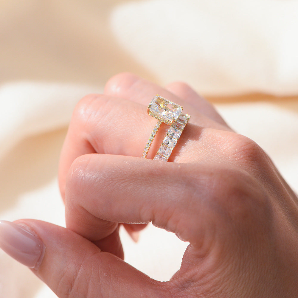 S925 Sterling Silver 5A Cubic Zirconia Ring Set