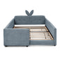 Cute Rabbit Ear Upholstered Platform Bed Frame With Safety Rail