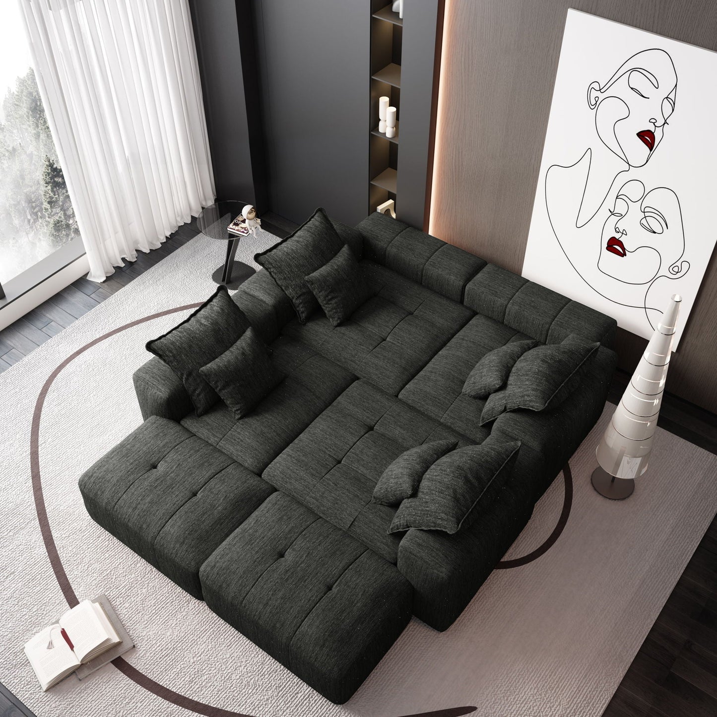 Modern Oversized DIY Combination Modular Sectional Sofa With Pillows