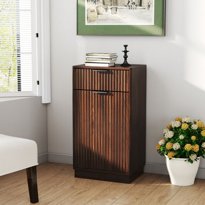Tilt Out Trash Can Cabinet With Wave Textured Drawer & Pull Out Bin