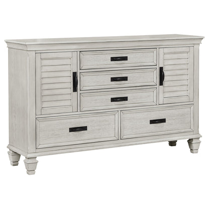 Franco 5-piece Queen Bedroom Set Distressed White