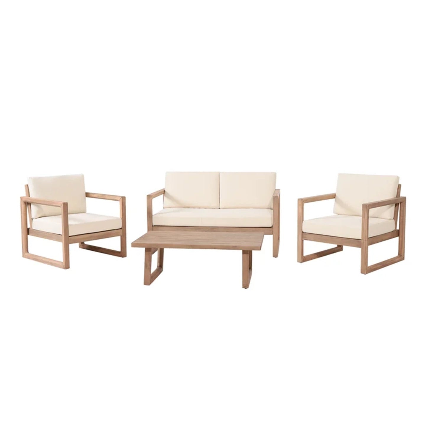 4-Pieces Acacia Wood Patio Furniture Set