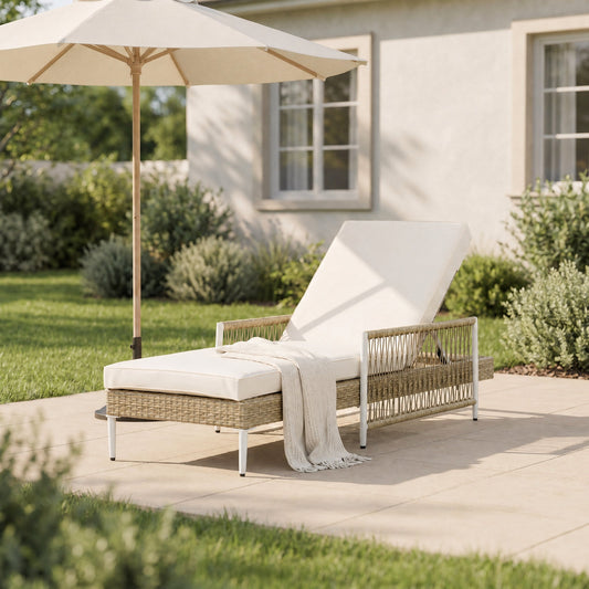 TOPMAX Outdoor All-Weather PE Rattan Chaise Lounge