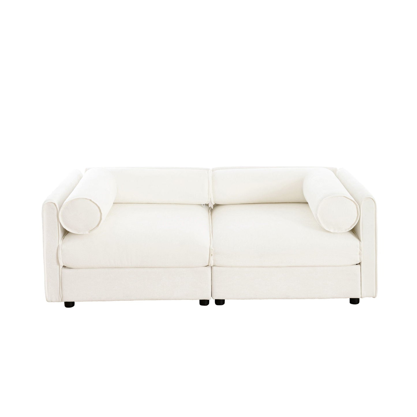 Stylish Sofa With Storage Seat And Cylindrical Backrest