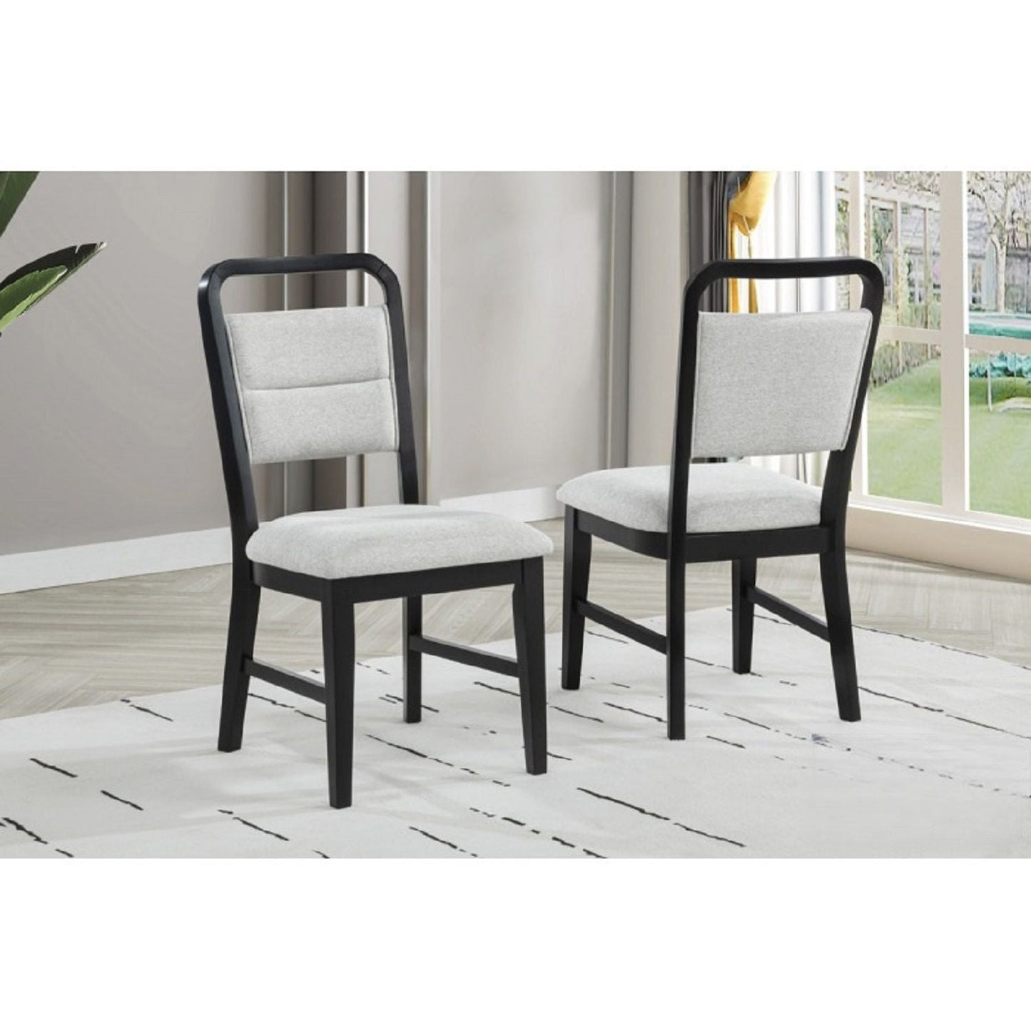 Dining Kitchen Side Chair With Curved Back Design (Set of 2) - Black / Gray