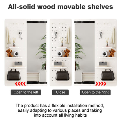 Wall Mounted Full Length Mirror With Shelf And Hook