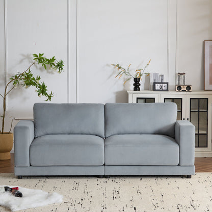 Modern Square Arm Sofa With Soft Fabric Upholstery, Deep Cushions