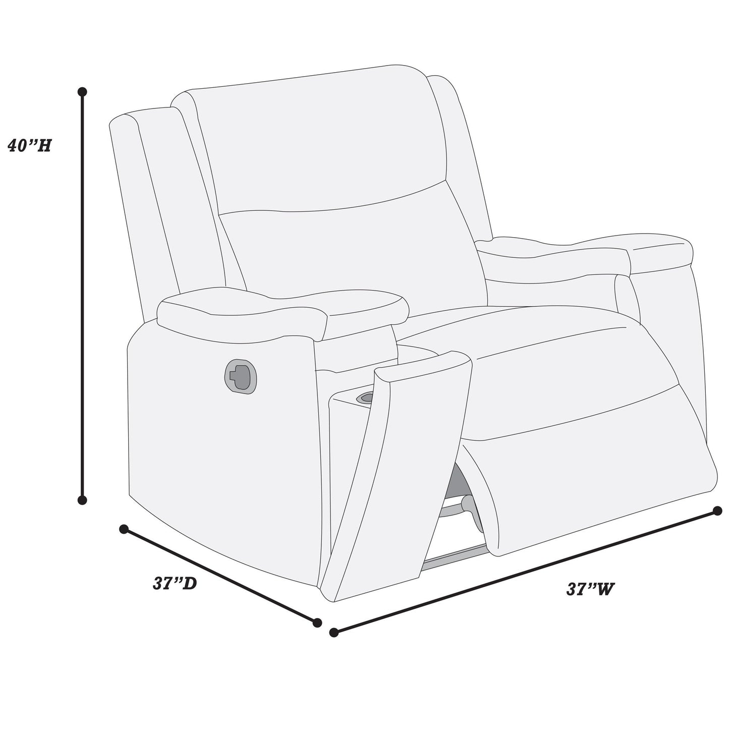 Modern Manual Motion Living Room Set & Hidden Cup Holders