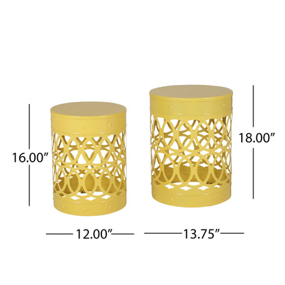 Outdoor Metal Side Table Set of 2