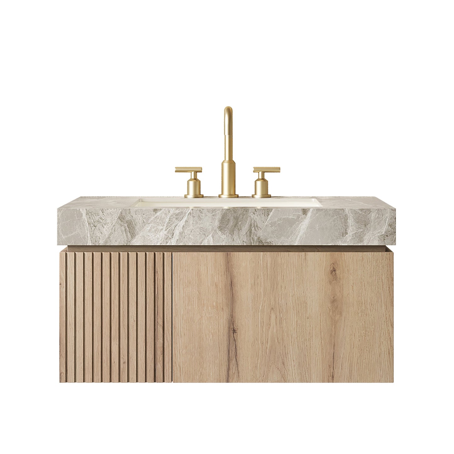 MURI 36" Bathroom Vanity & Sink, Floating Plywood Storage Cabinet with Drawer & Door