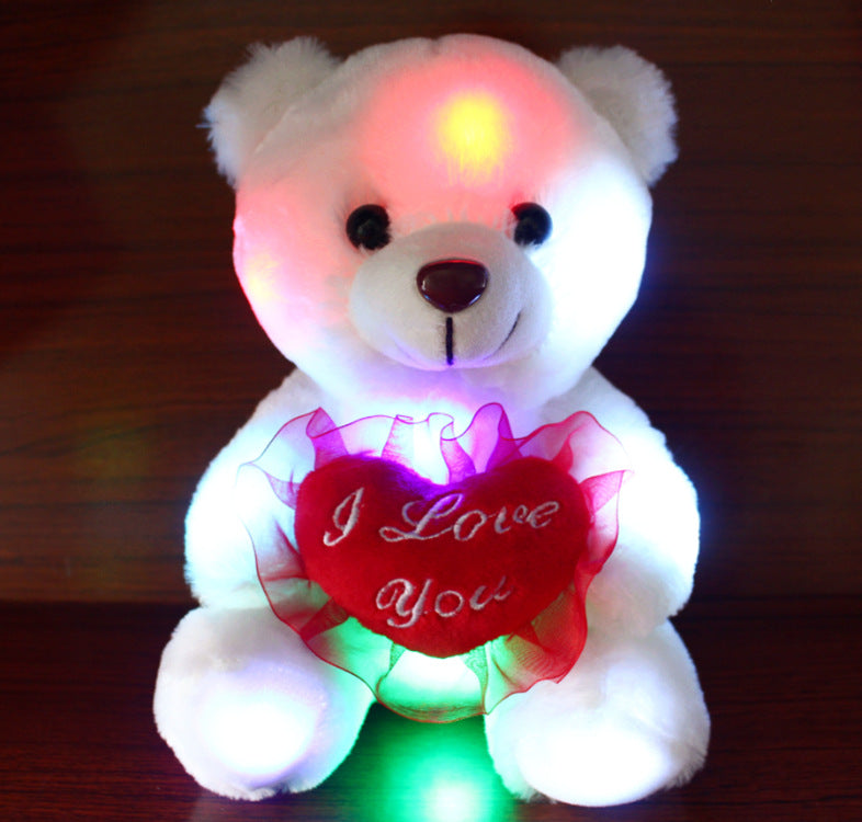 Love Colorful Luminous Bear Recording Hug Plush Toy Doll Birthday Gift