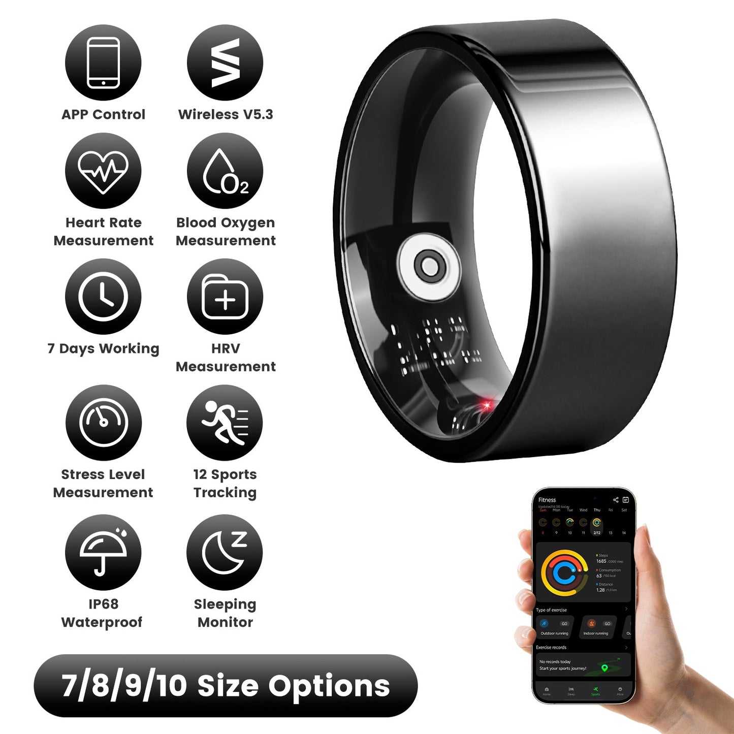 Smart Ring Health Tracker with Sleep & Fitness Monitoring