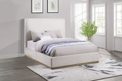 Knox Queen Bouclé Upholstered Platform Bed Cream