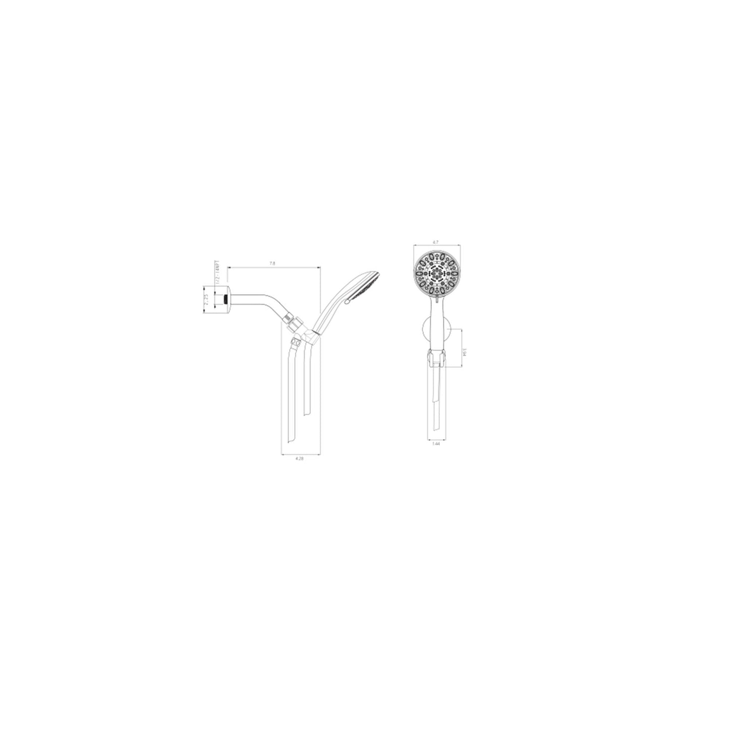 Multi Function Adjustable Hand Shower 7 Function Hand Shower, Wall Mounted - Brushed Nickel