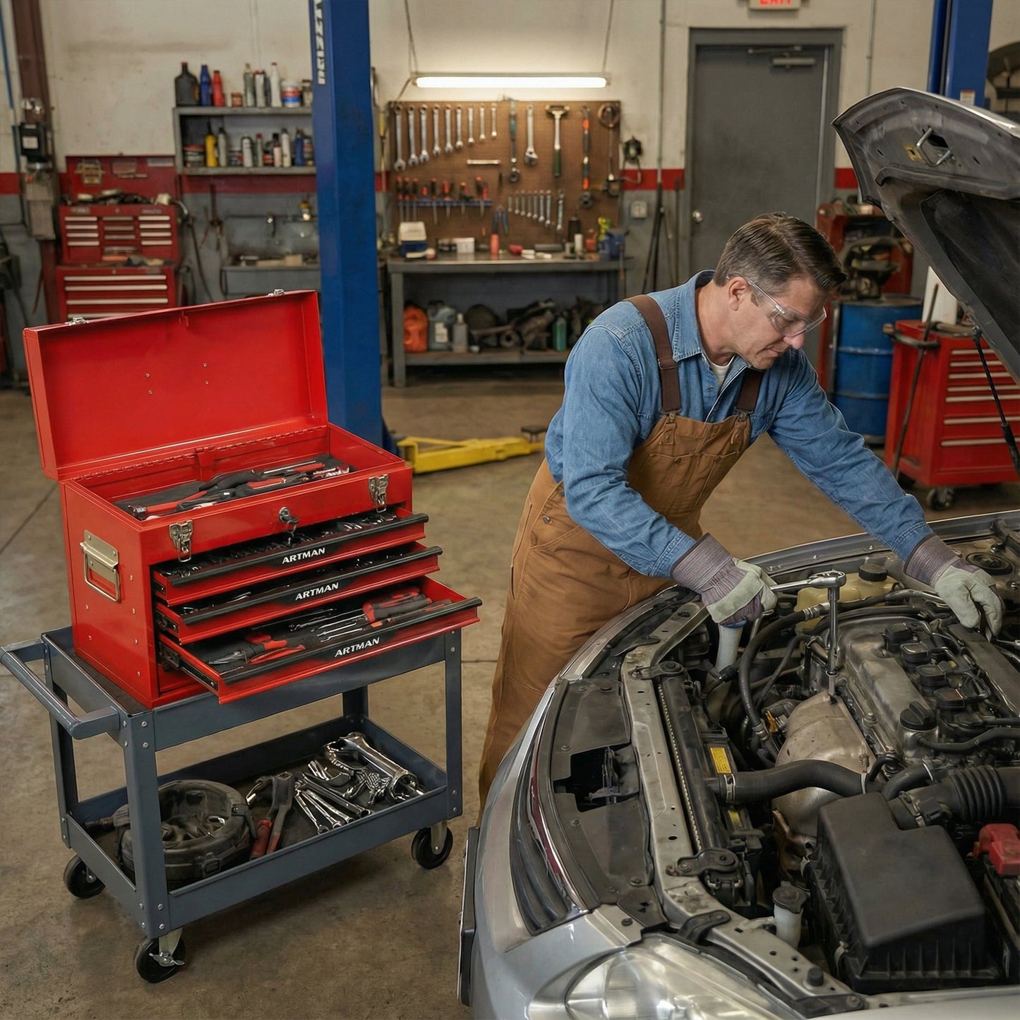20-inch Steel Portable Tool Box with Drawers