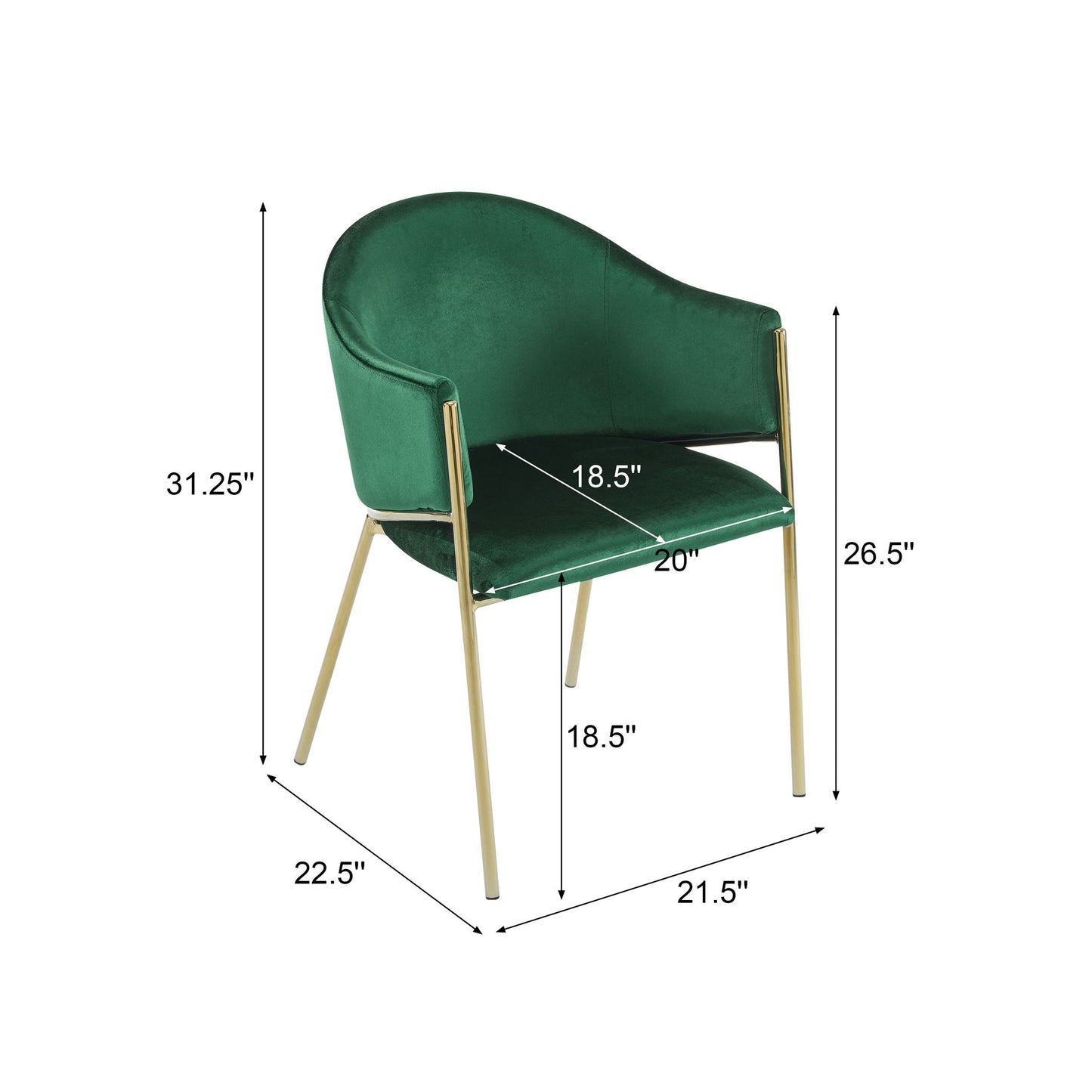 Modern Upholstered Dining Chair with Gold Metal Frame