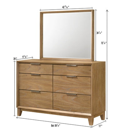 6 Drawer Storage Dresser, Bedroom Furniture - Natural Wood