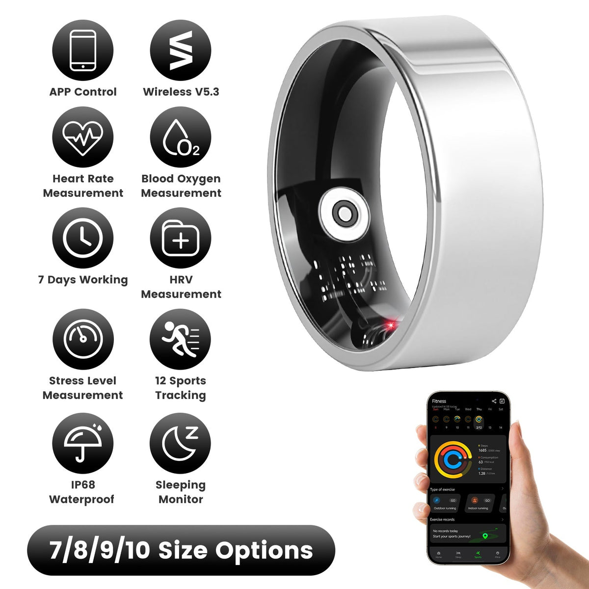Smart Ring Health Tracker with Sleep & Fitness Monitoring