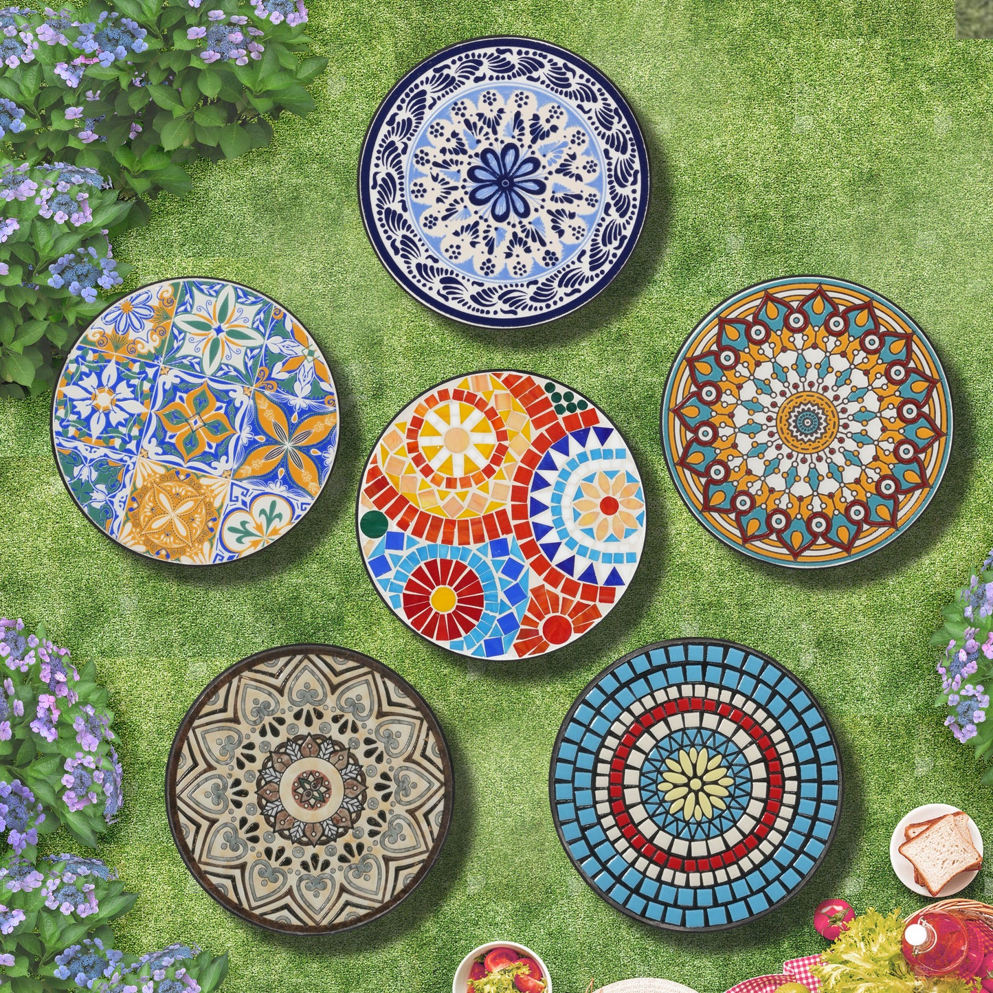 Patio Side Table, Colorful + Black