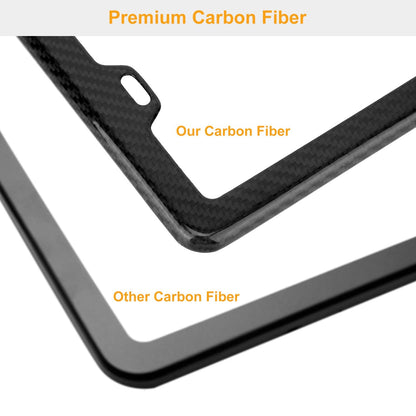 License Plate Frame Rustproof Waterproof Carbon Fiber Black License Plate Frame 2 Holes w/ Bolts Washer Caps for USA/Canada Standard