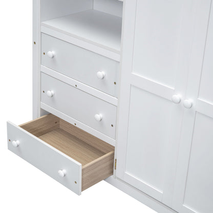Loft Bed With Built In Wardrobe, Shelves And Drawers