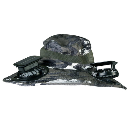 Outdoor Wide Brim Sun Hat With 2 Rechargeable Fans Solar Powered 3 Wind Speeds UPF50+ Breathable Waterproof Nylon Mesh Outdoor Hat For Hiking Camping