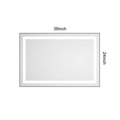 36" x 24" LED Bathroom Mirror with Front and Backlight