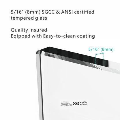 S-RM6076TB 56-60"W x 76"H Sliding Shower Door, 8mm Frameless Glass Shower Door with Matte