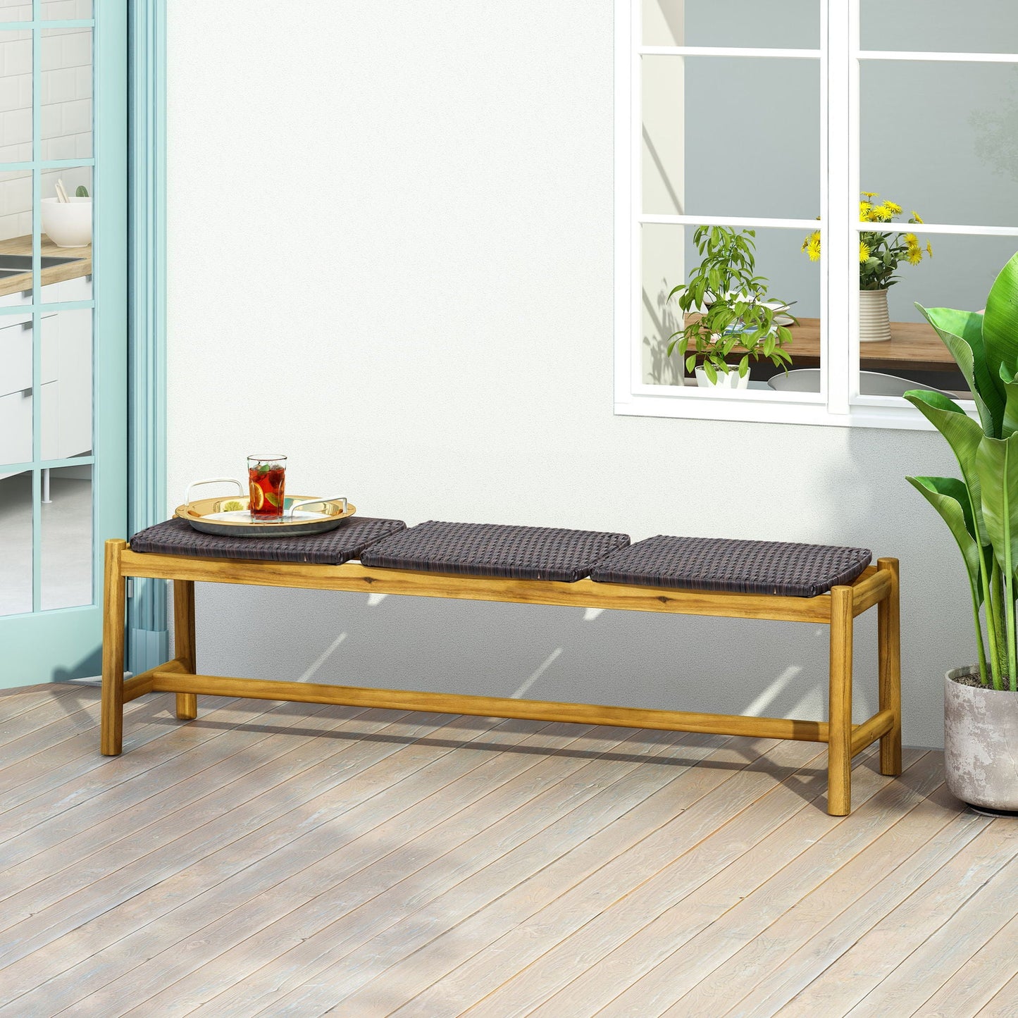 Cambria Rustic 3 Seater Bench - Teak