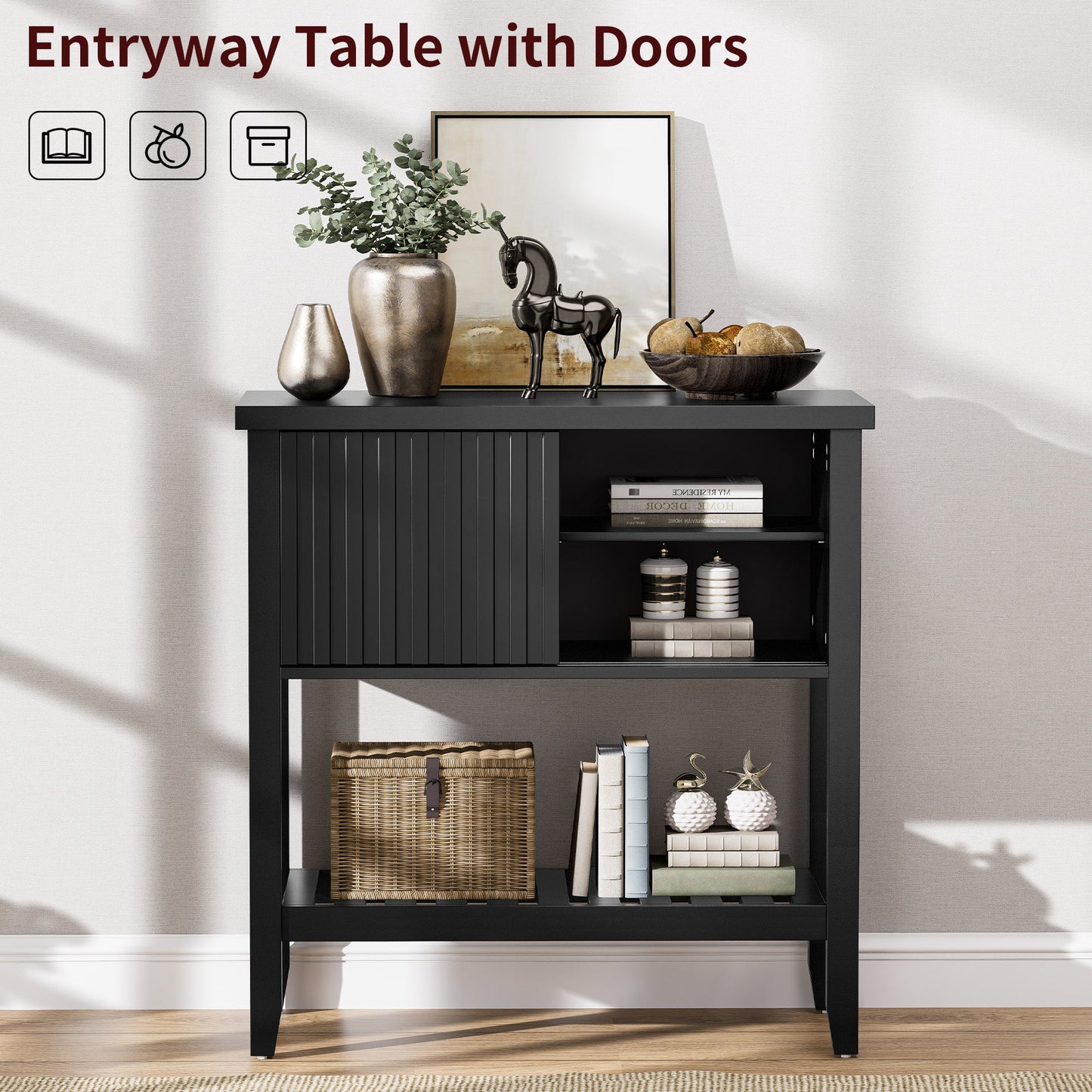 31.5" Entryway Console Table with Sliding Drawer Doors