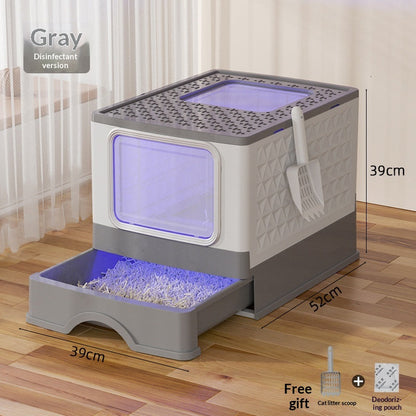 Extra-large Fully Enclosed Drawer-Type Foldable Cat Litter Box
