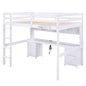 Loft Bed With Desk, Cabinets, Drawers, Charging Station And Bedside Tray