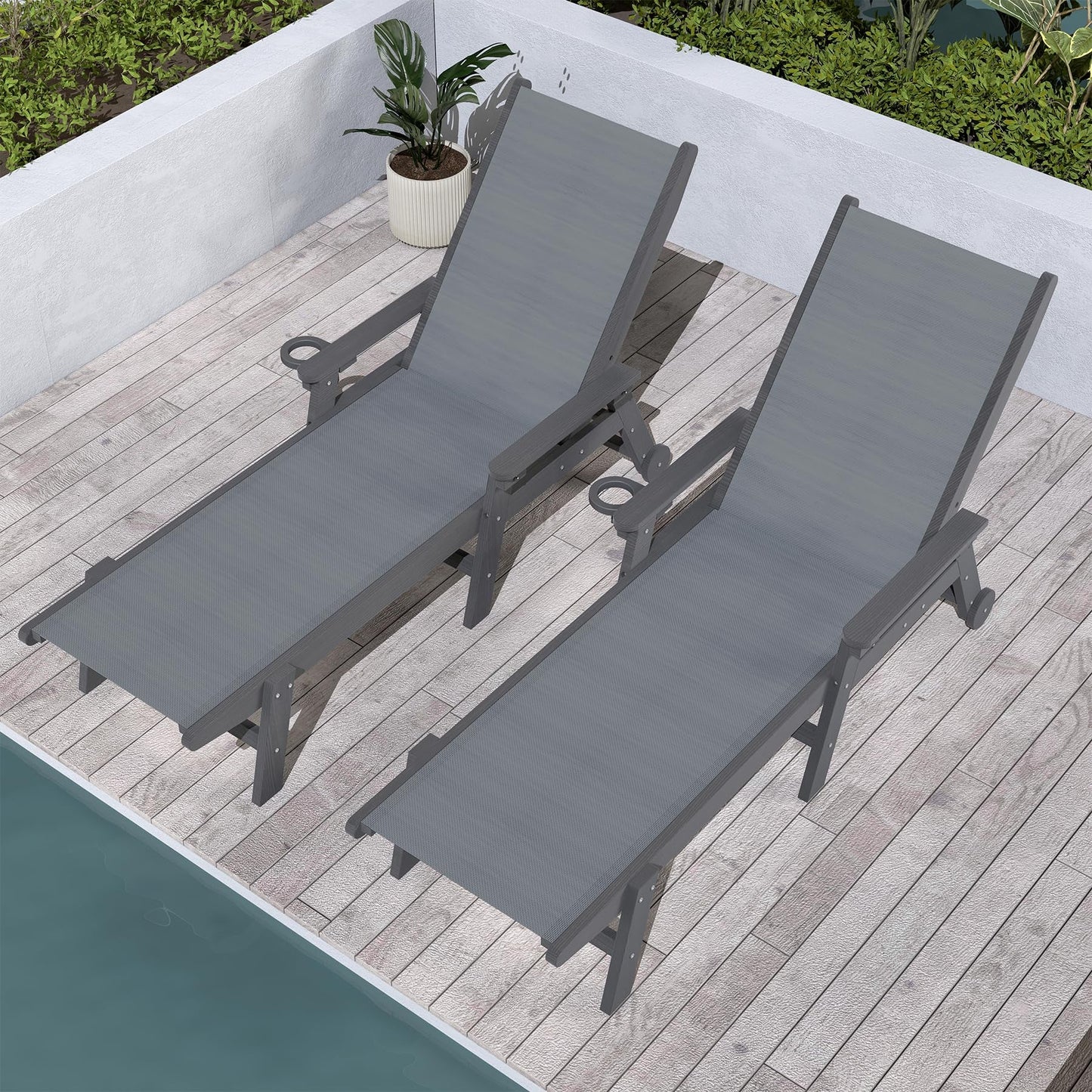 Outdoor Pool Lounge Chairs Set of 2