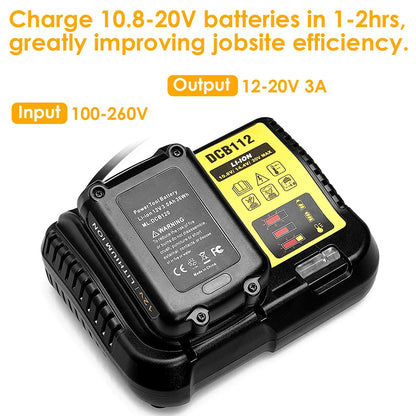 Rapid Charger Replacement Fit for Dewalt 10.8-20V Battery DCB107 DCB101 DCB200 DCB205