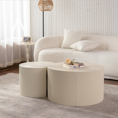 Round Coffee Table Handcrafted Relief Sturdy Pedestal