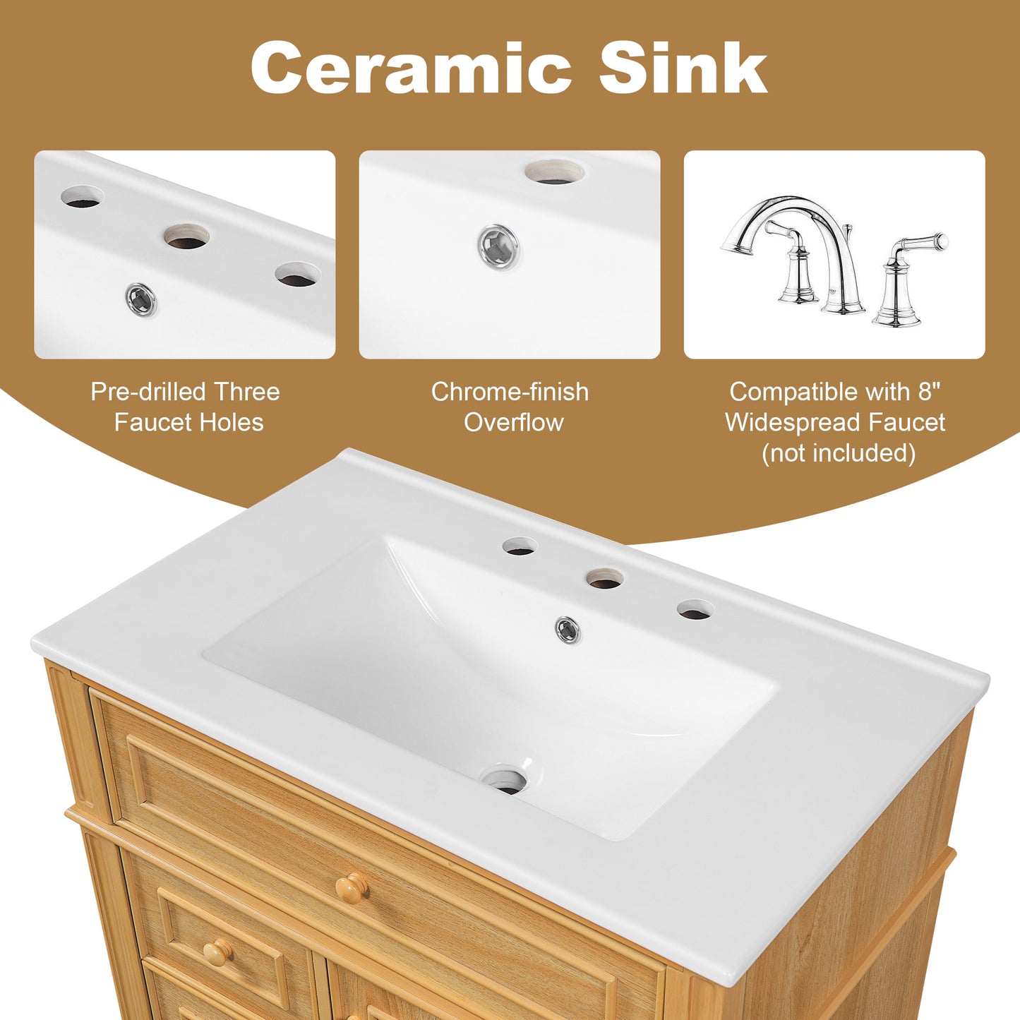 30" Bathroom Vanity with Sink and Wood Vanity Cabinet