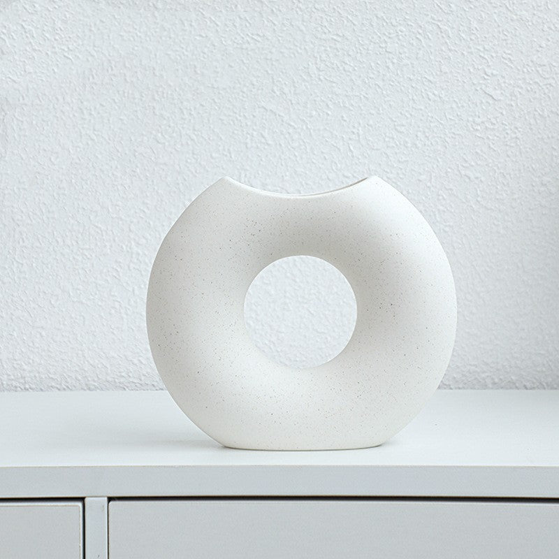 Nordic Style Simple Ceramic Vase Semicircle Creative Flower Device