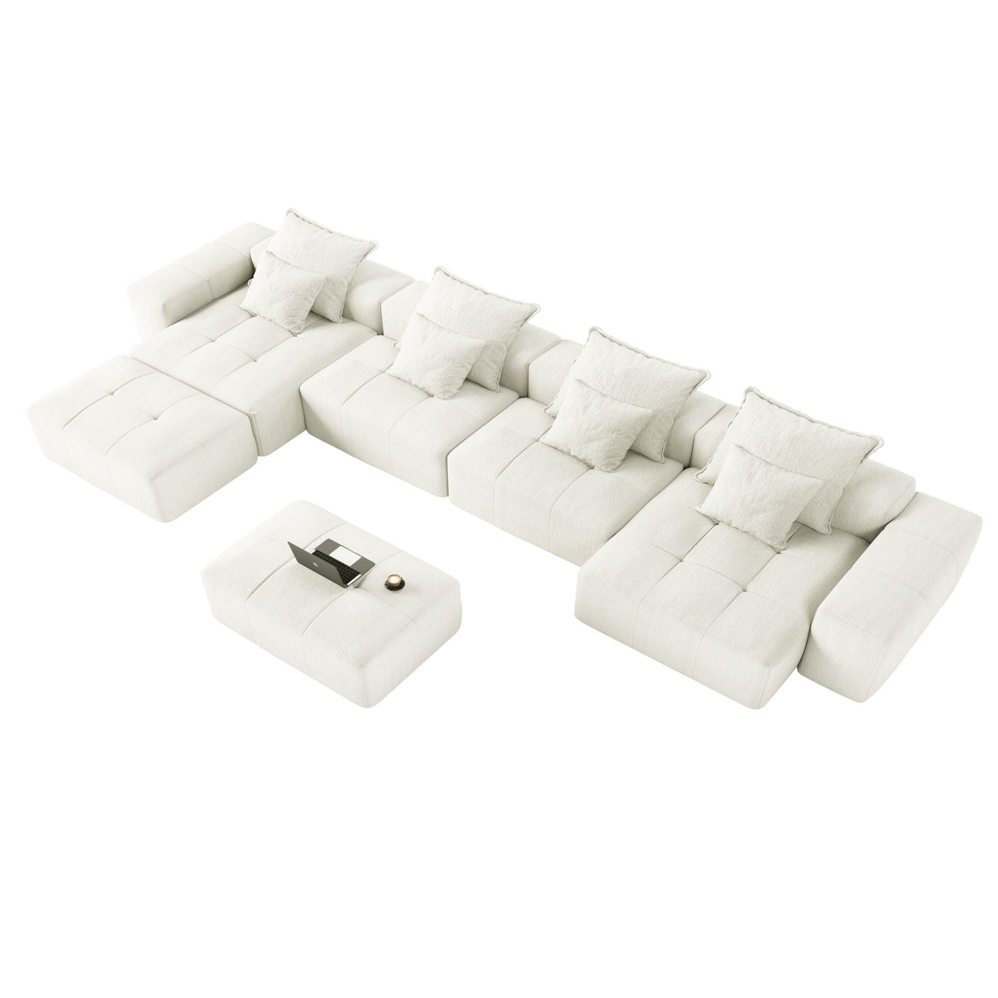 Modern Oversized DIY Combination Modular Sectional Sofa With Pillows