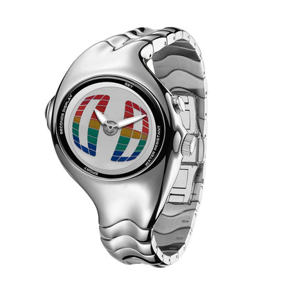 Mens Twisted Vintage Asymmetric Dual-Display Watch