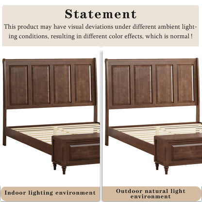 Sleigh Bed Frame With Tall Headboard And Storage Bench