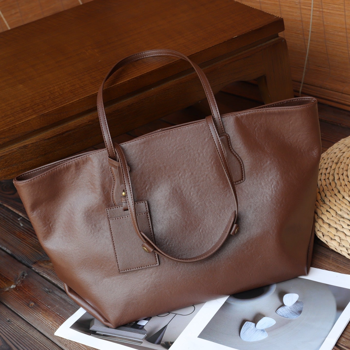 Foreign Trade Export Top-grain Leather Underarm Bag, Fashionable And Versatile, Simple Tote With Large Capacity And Single Shoulder Strap
