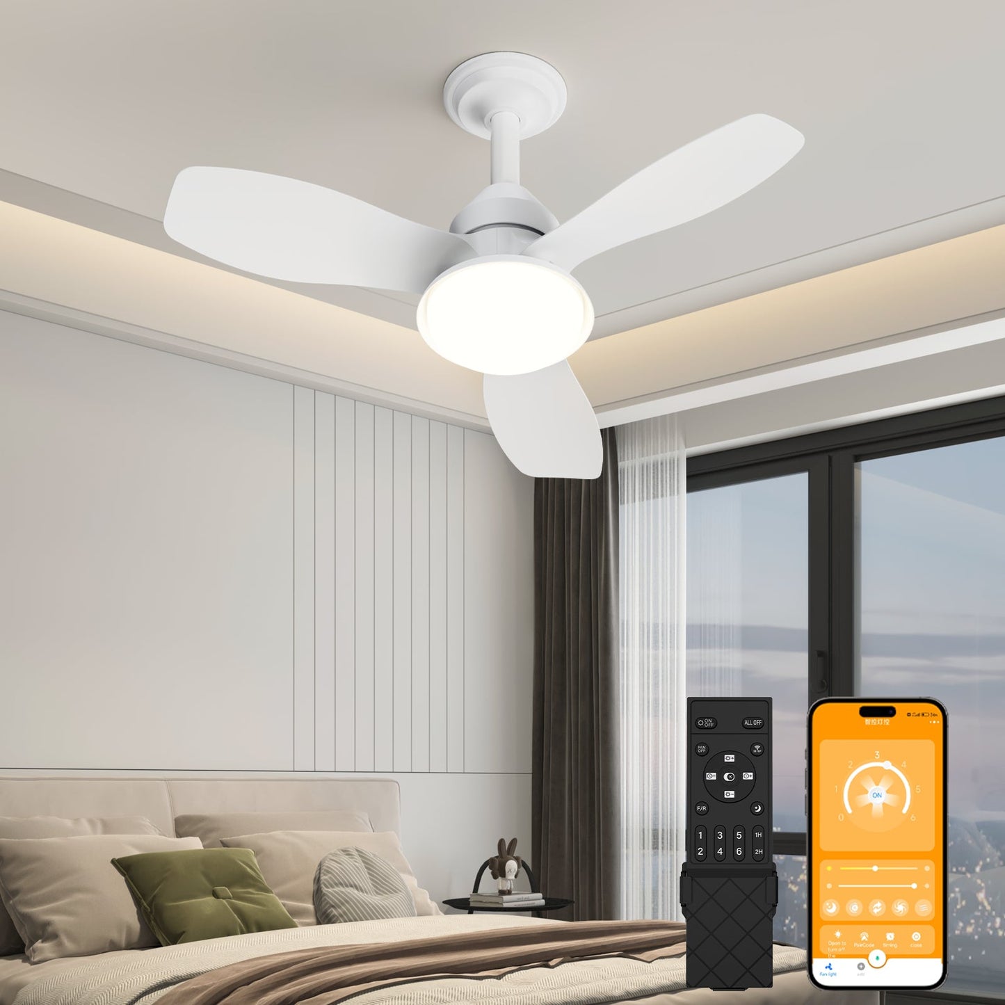 24.4" Modern Ceiling Fan with Light