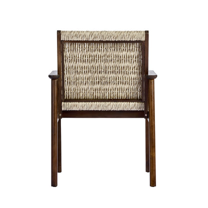 Outdoor Dining Chair Set with Acacia Wood & Wicker Rattan