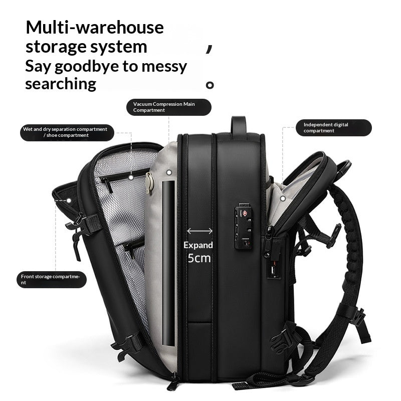Vacuum Compressed Backpack - Space Saving Portable Travel Rucksack with Compression Technology for Hiking Camping