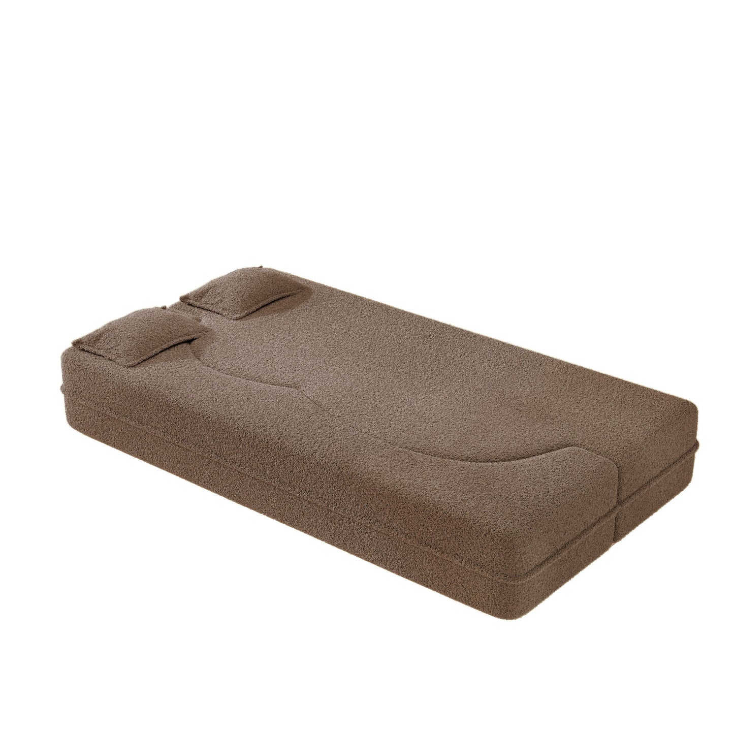 Modern Floor Sleeper Sofa Bed With 2 Pillows, Convertible Twin Size Folding Mattress For Living Room