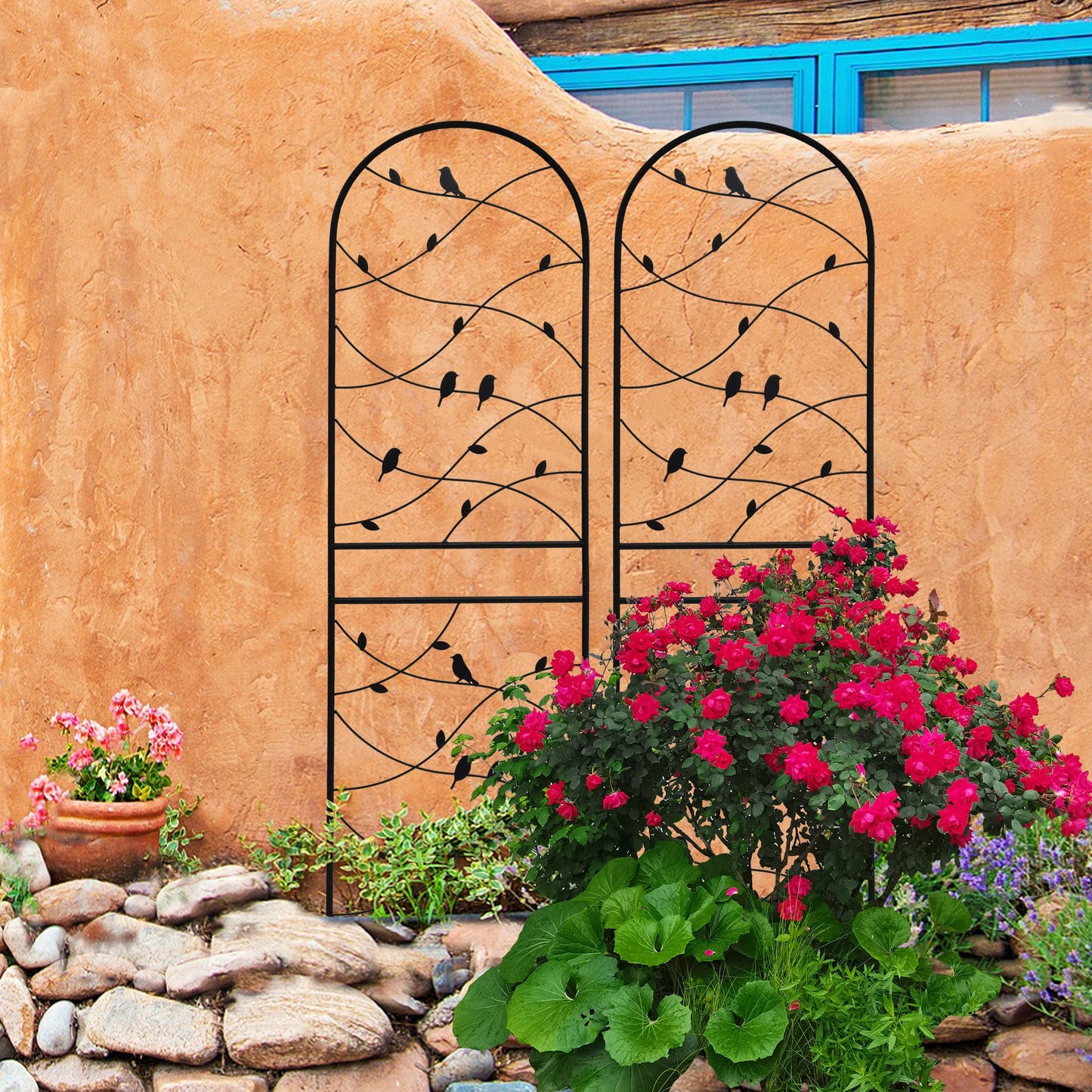 2 Pack Metal Garden Trellis 71" x 19.7" Rustproof Outdoor Plant Support