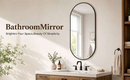 Black PVC Frame Mirror 18X40 Inch
